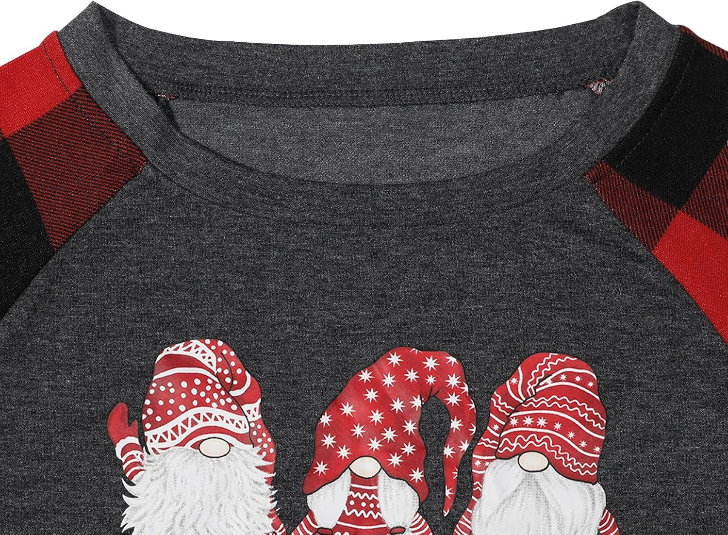 Plus Size Merry Christmas Baseball T-Shirt Women 3/4 Sleeve Holiday Splicing Tee Tops