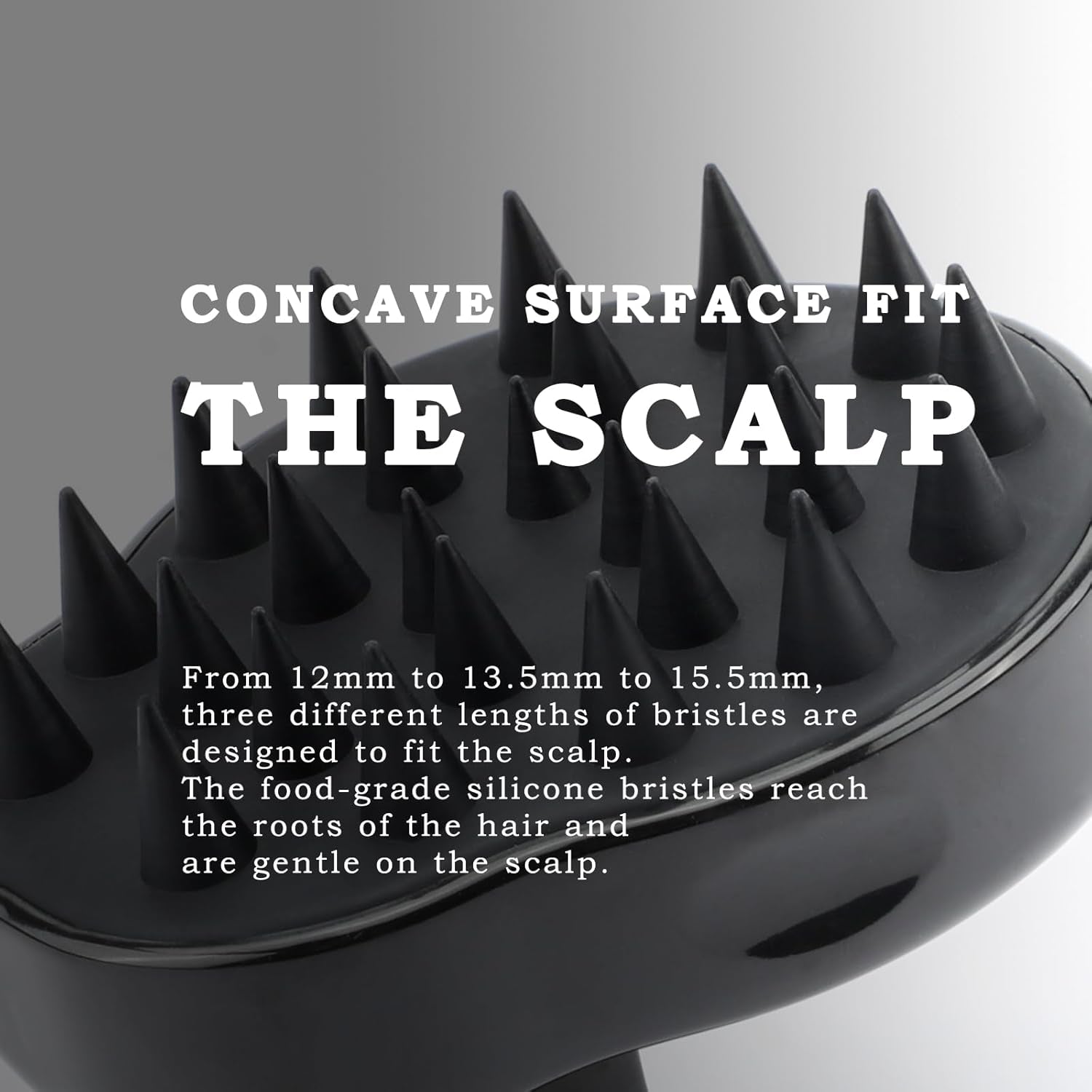 Scalp Massager Hair Growth, Scalp Scrubber Shampoo Brush with Soft Silicone Bristles for Dandruff Removal and Hair Care, Wet & Dry Hair Massager Scalp Exfoliator for All Hair Types, Black