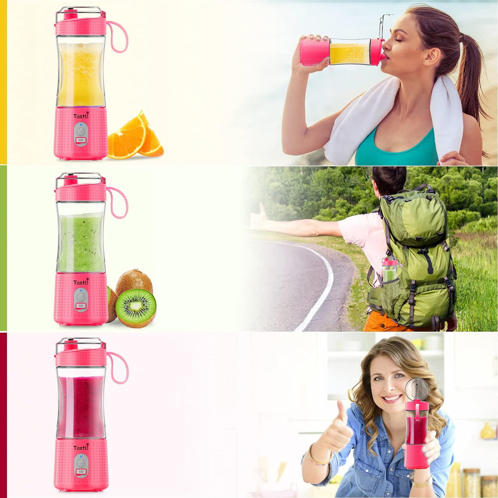 Personal Blender, Portable Juice on the Go Blender for Shakes and Smoothies, USB-C Rechargeable, Cordless (Pink)